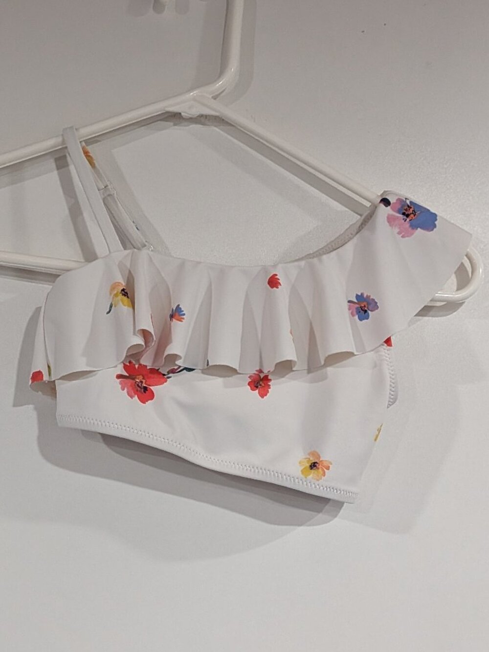 Gap Floral Asymmetric Bikini Top White Size Small